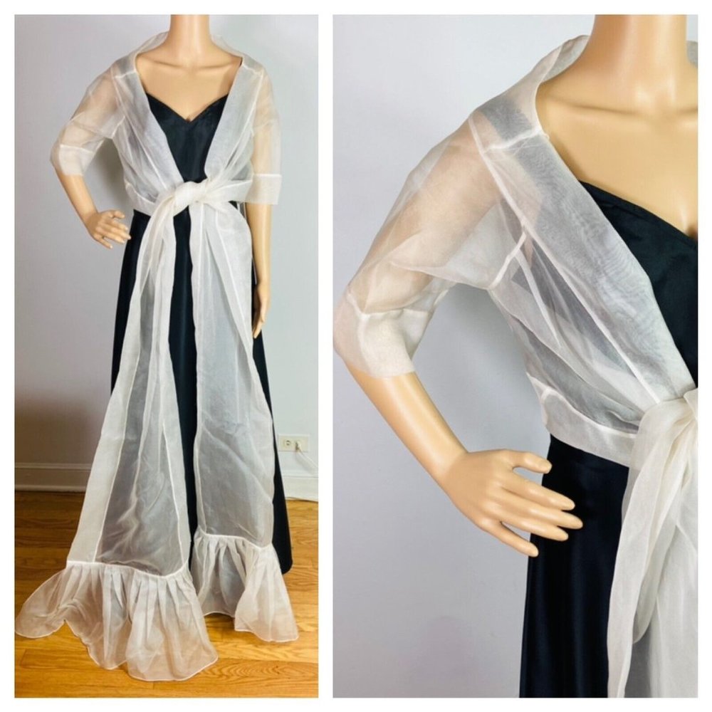 Teri Jon Sheer White Wrap